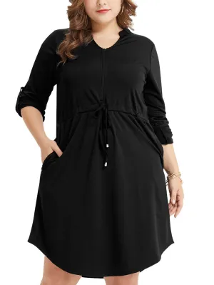 Large Size Women's Dress Plus Size Zipper Waist Pocket Skirt