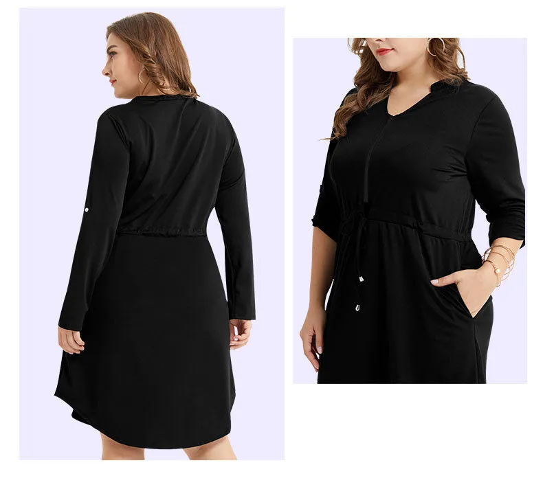 Large Size Women's Dress Plus Size Zipper Waist Pocket Skirt