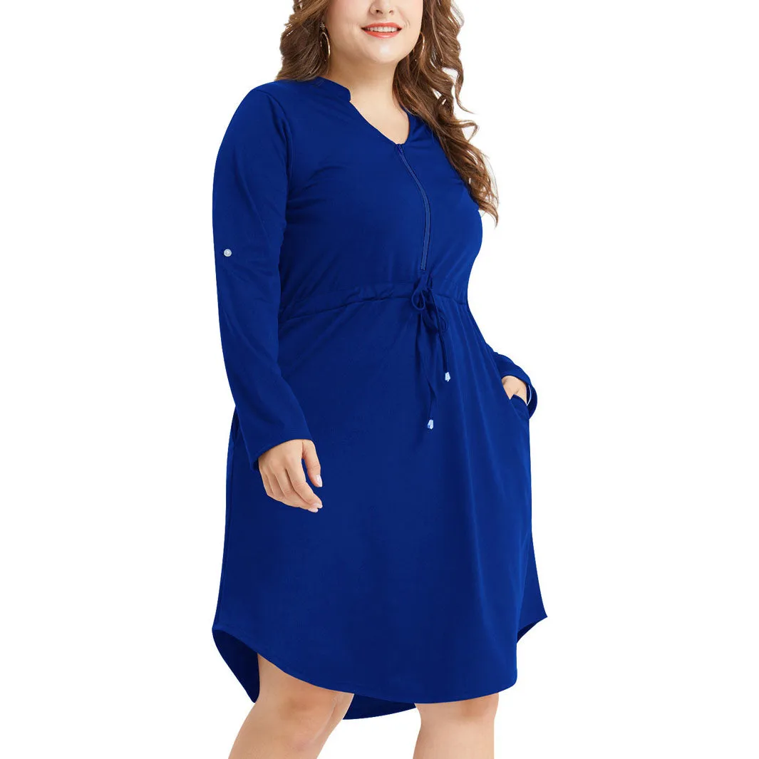 Large Size Women's Dress Plus Size Zipper Waist Pocket Skirt
