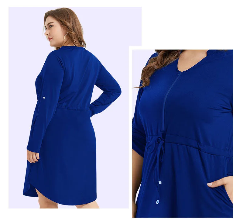 Large Size Women's Dress Plus Size Zipper Waist Pocket Skirt