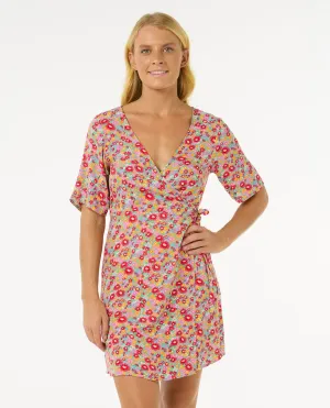 Las Dalias Ditsy Wrap Dress