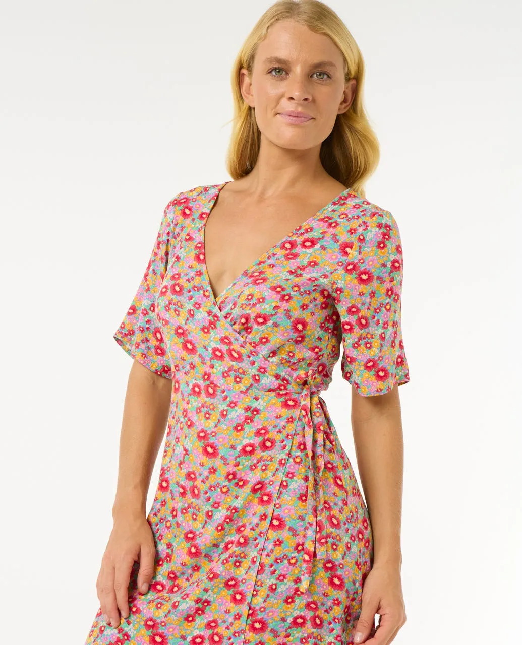 Las Dalias Ditsy Wrap Dress