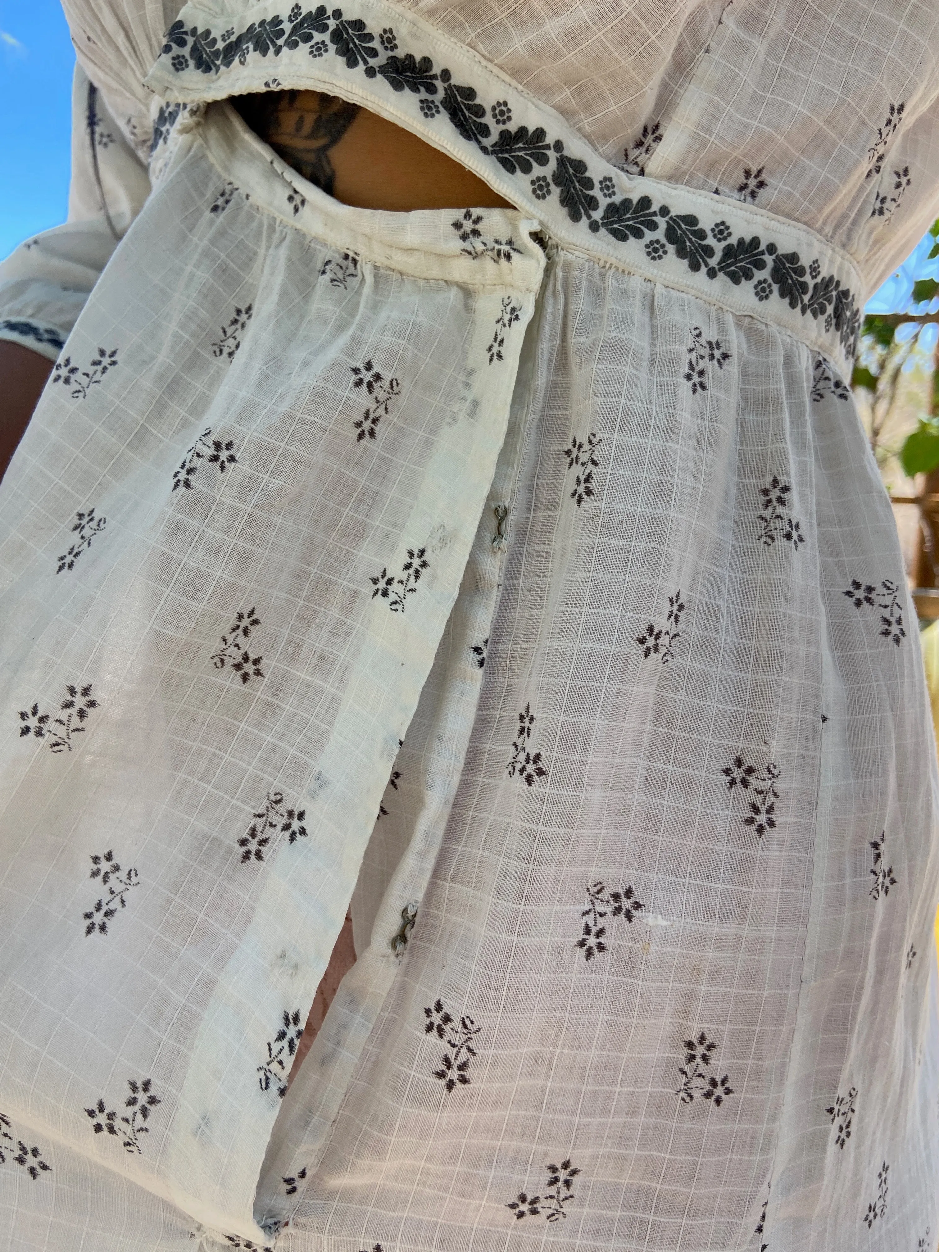 Late 1800s Calico & Eyelet Prairie Dress