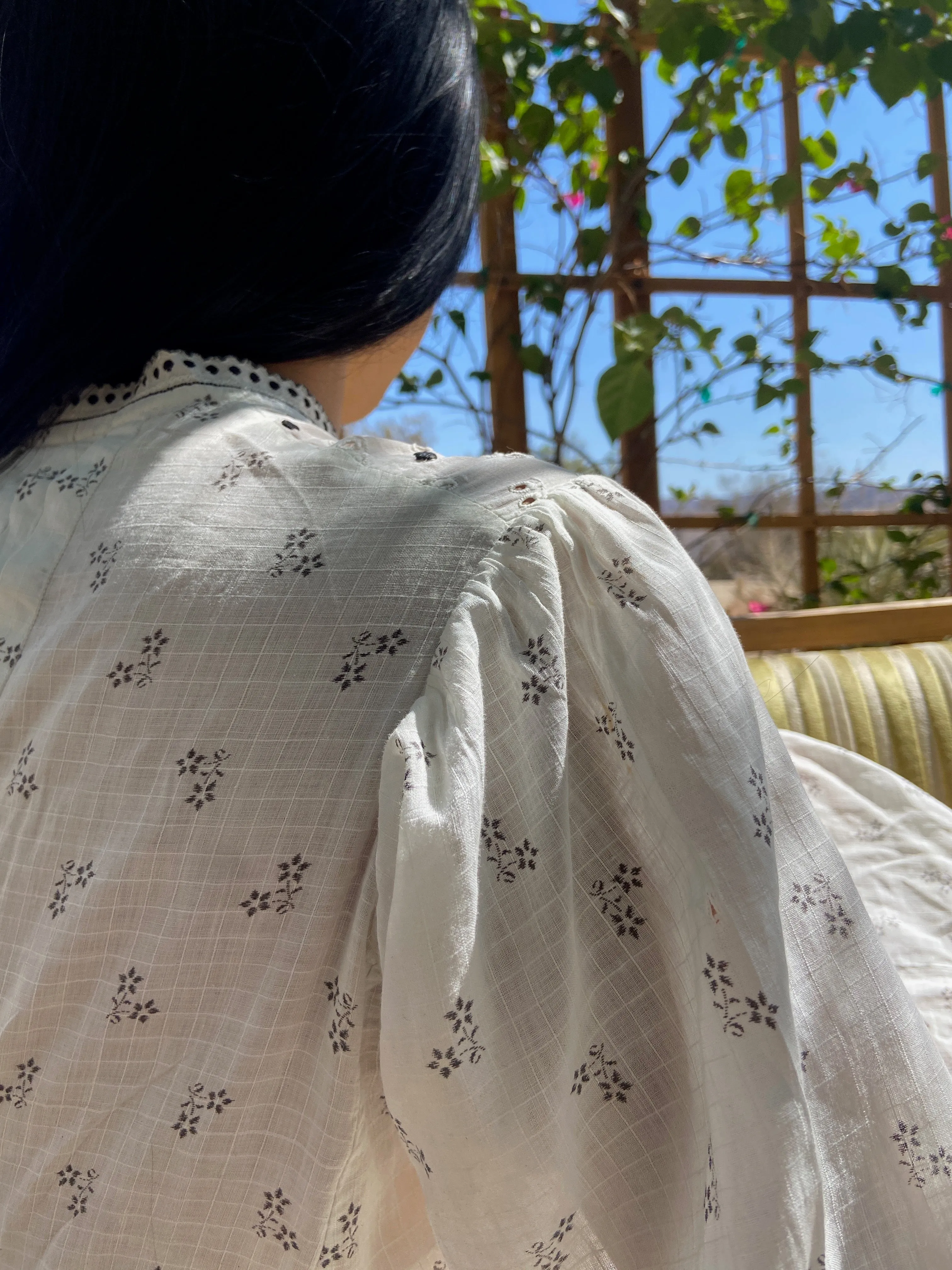 Late 1800s Calico & Eyelet Prairie Dress