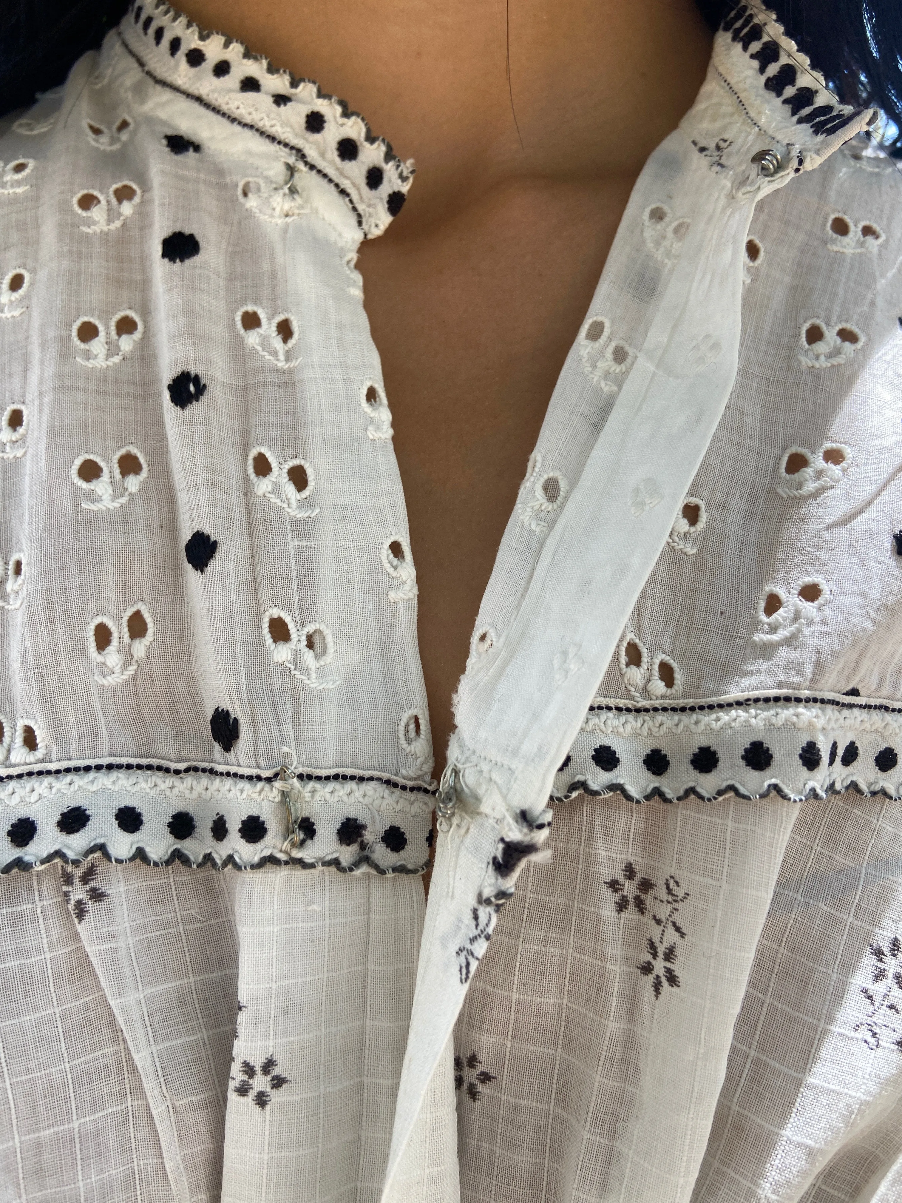 Late 1800s Calico & Eyelet Prairie Dress