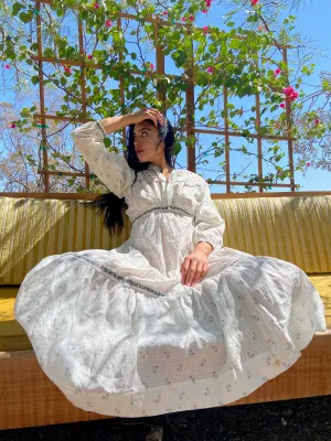 Late 1800s Calico & Eyelet Prairie Dress