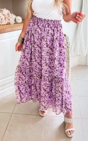 Lavender Fields Floral Maxi Skirt - Final Sale**
