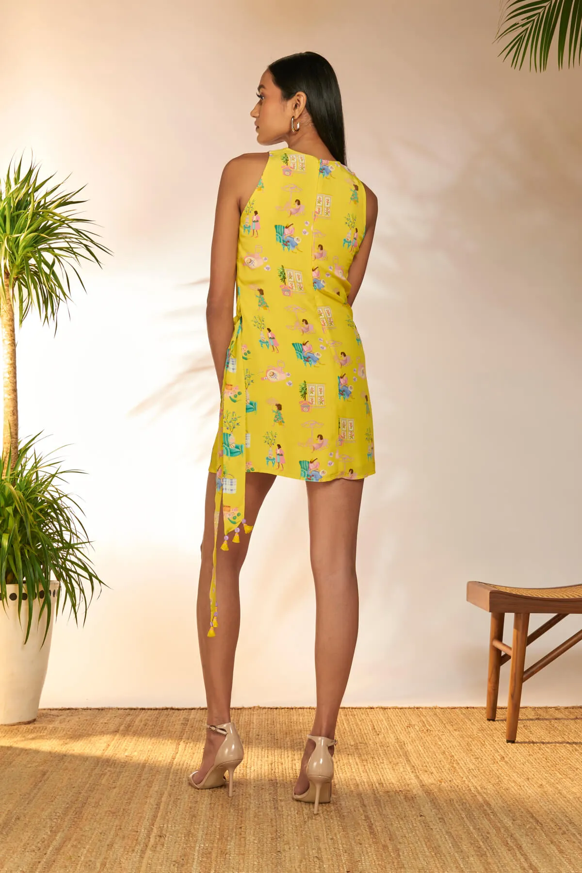 Lemon jam & toast mini wrap dress