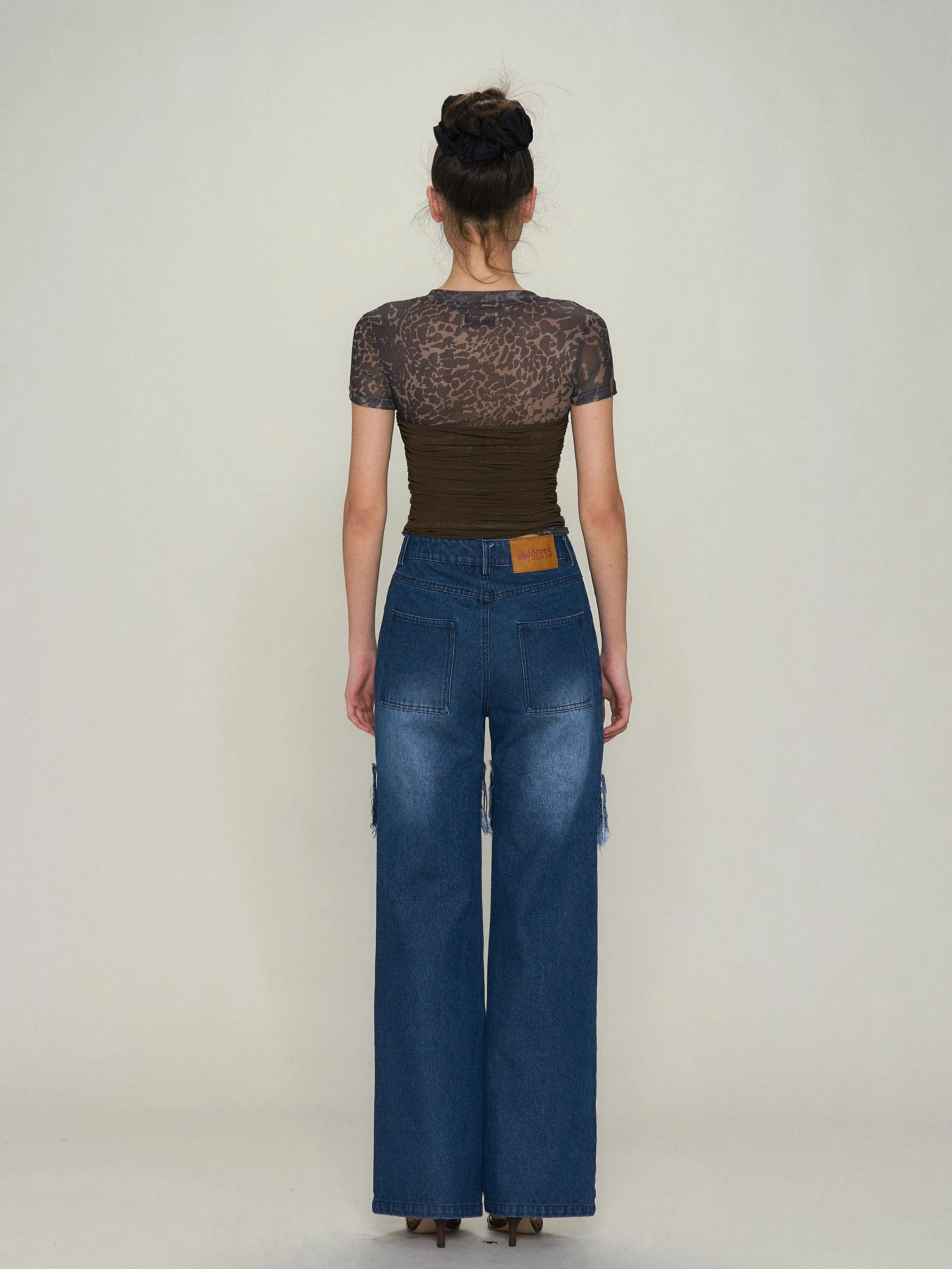 Leopard Print Sheer Cropped Top