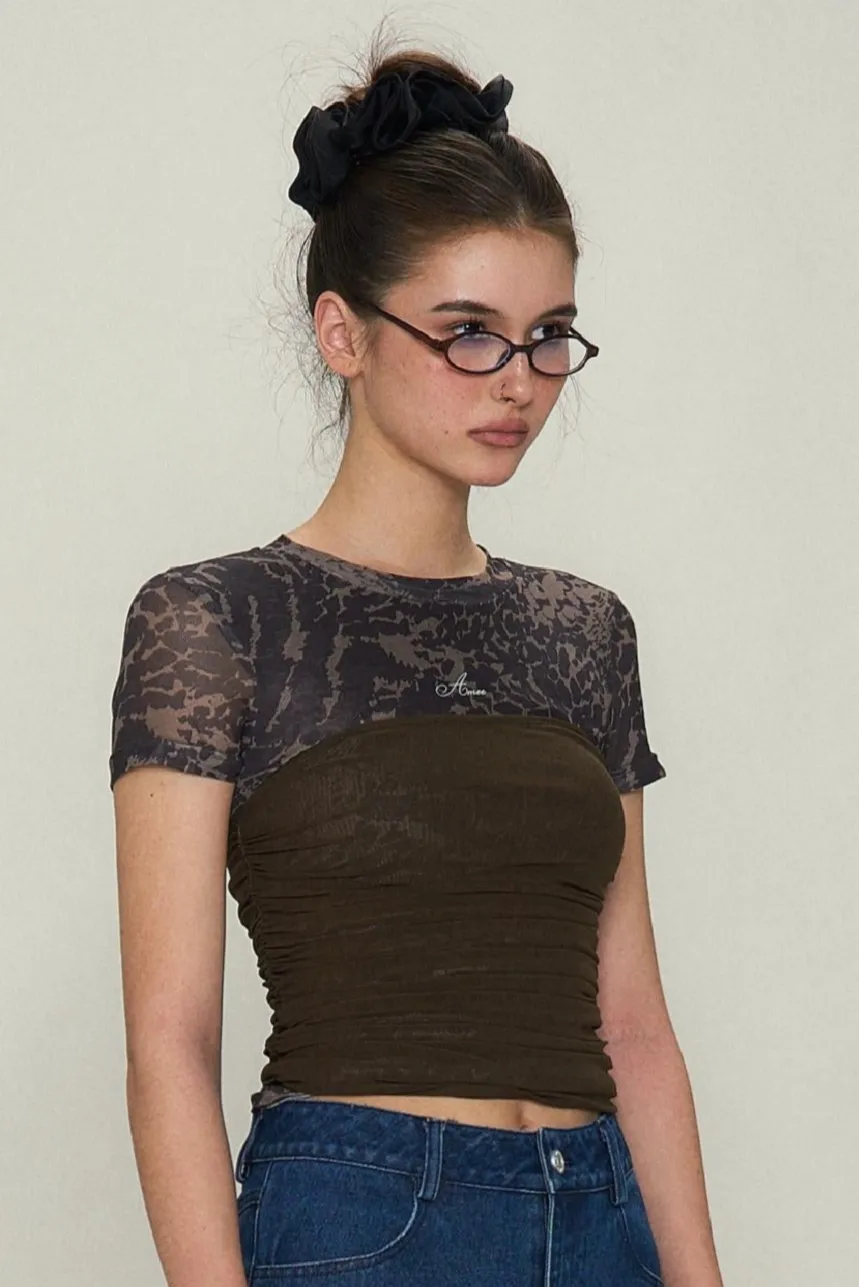 Leopard Print Sheer Cropped Top