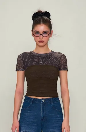 Leopard Print Sheer Cropped Top