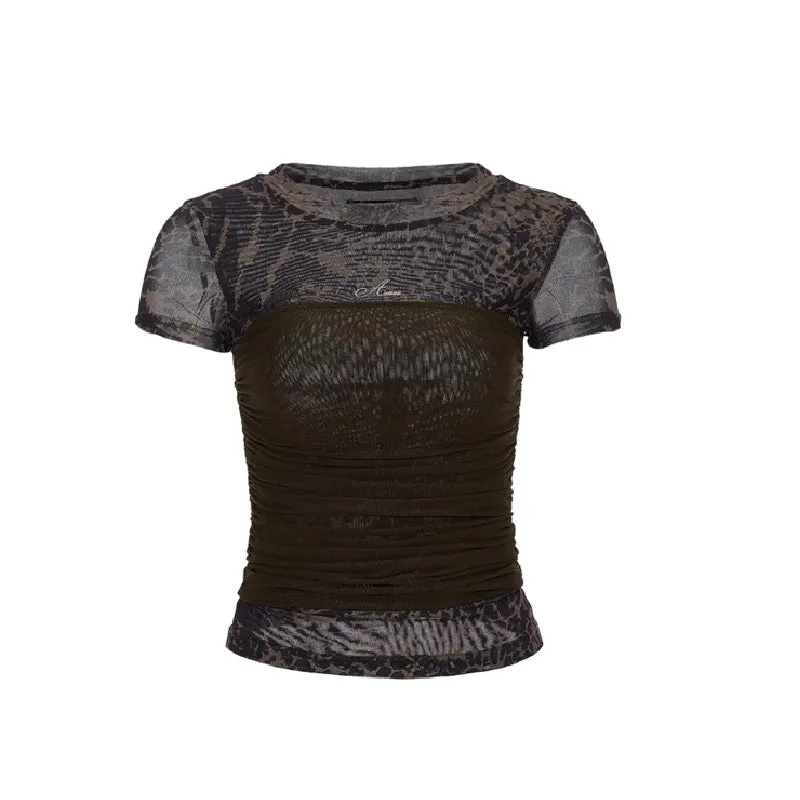 Leopard Print Sheer Cropped Top