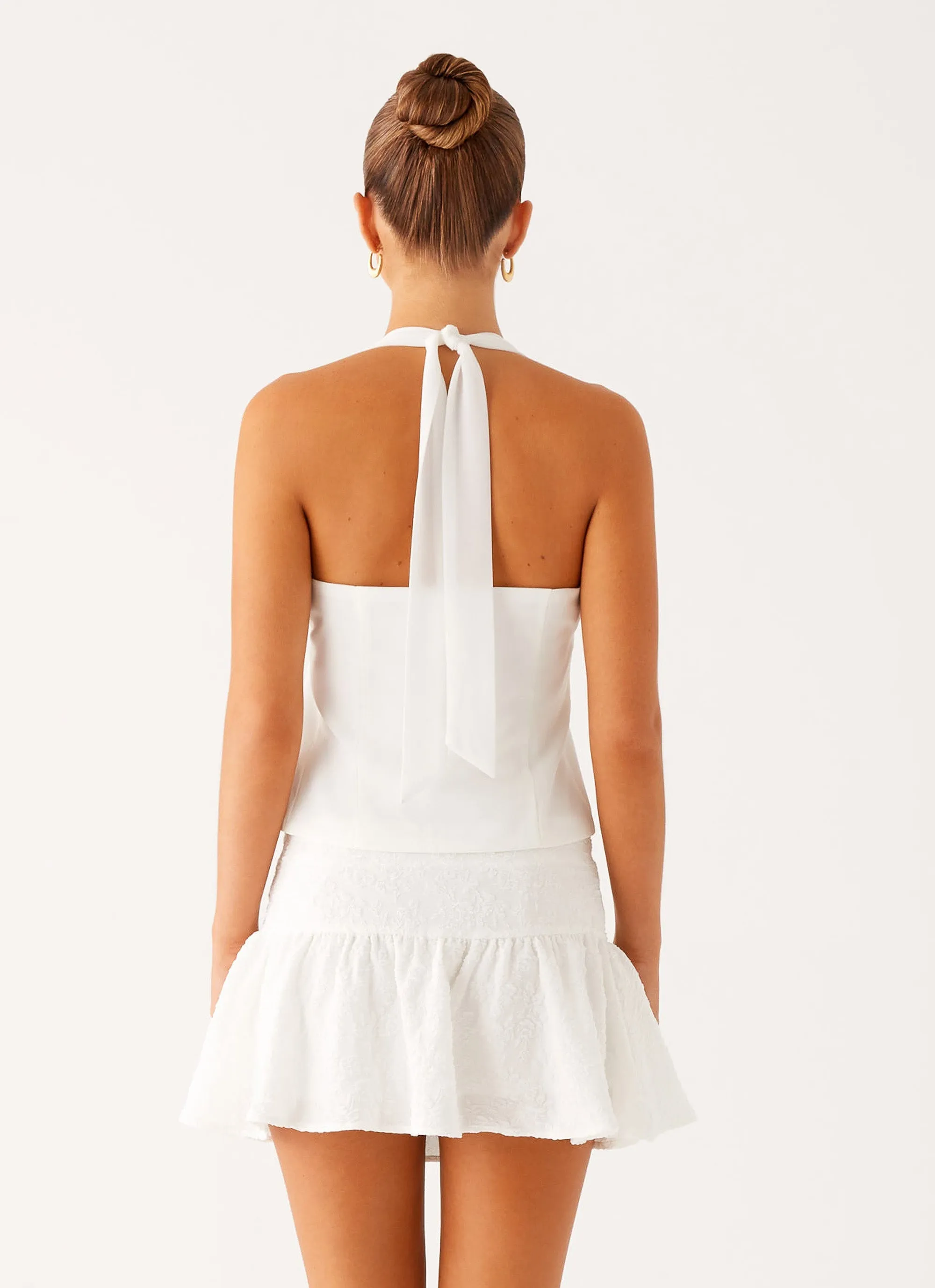 Let's Pretend Halterneck Top - White