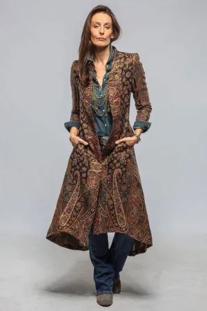 Long Morgana Coat In Black, Red, Green Paisley