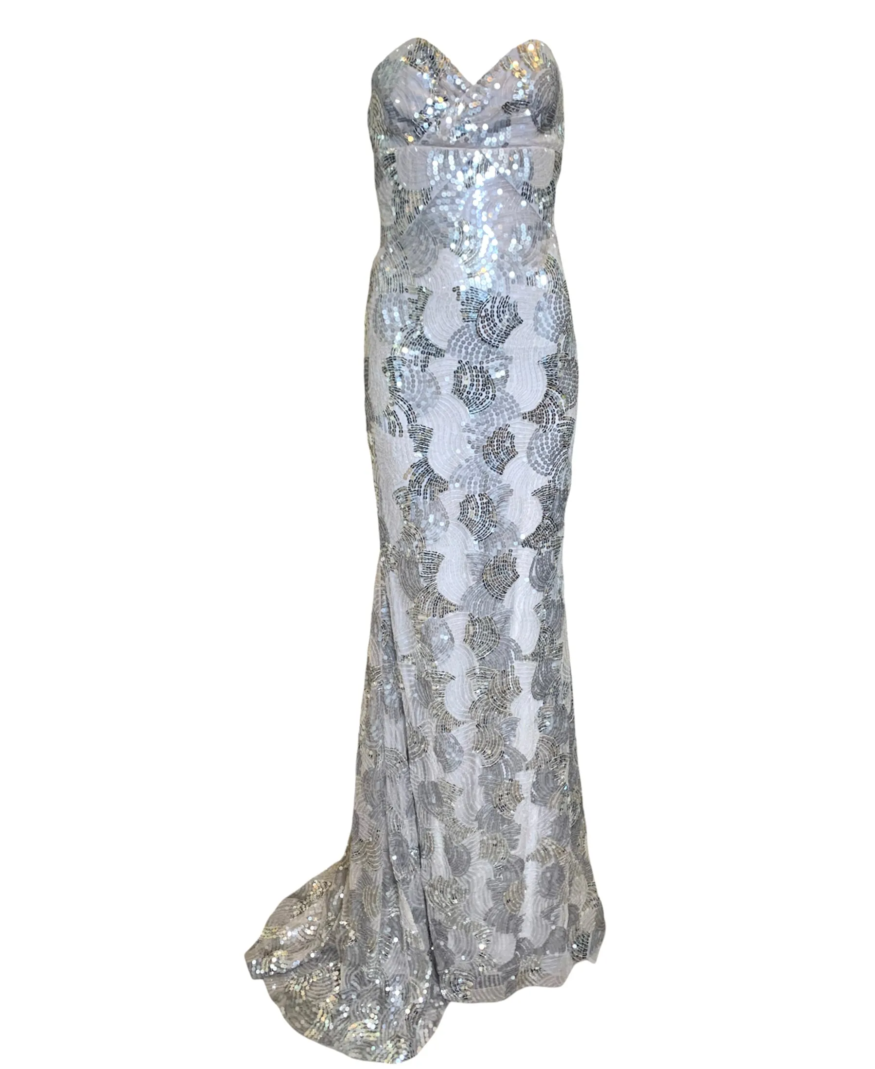 Lorena Sarbu 2011 Fall RTW Silver Sequin Strapless Red Carpet Gown