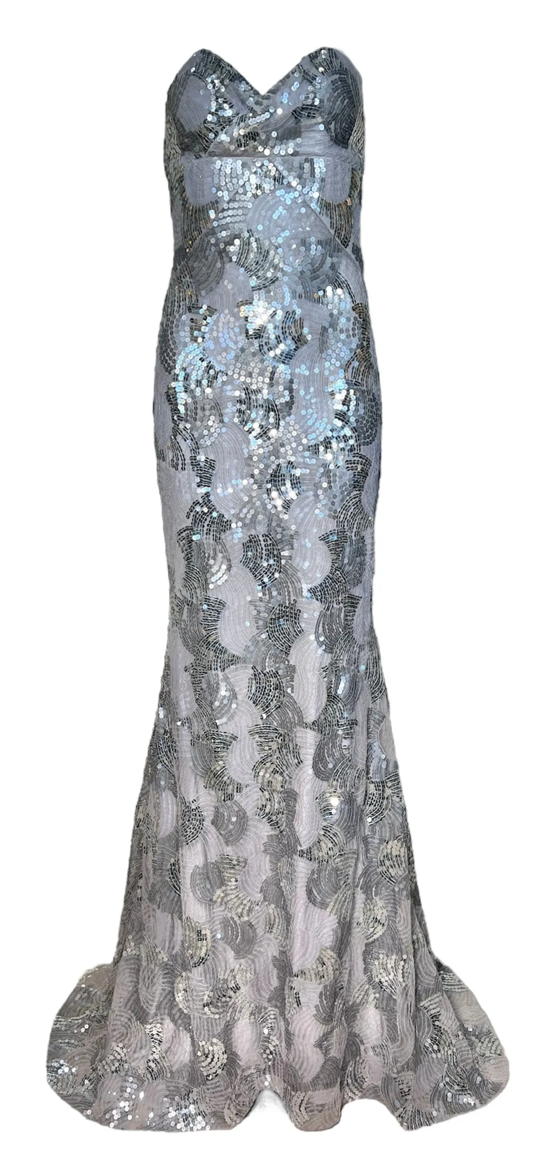 Lorena Sarbu 2011 Fall RTW Silver Sequin Strapless Red Carpet Gown