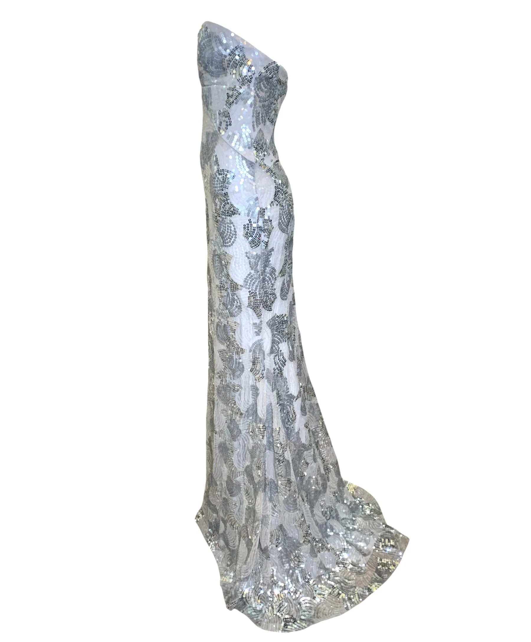 Lorena Sarbu 2011 Fall RTW Silver Sequin Strapless Red Carpet Gown