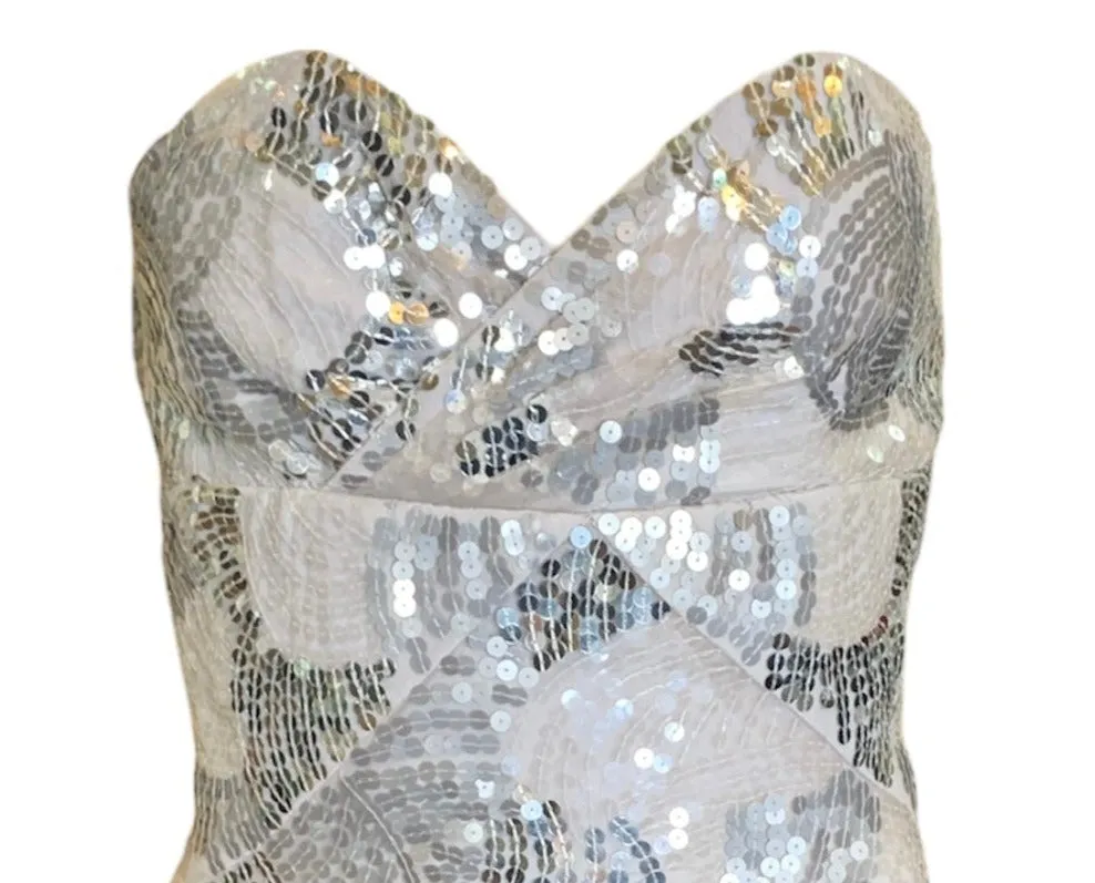 Lorena Sarbu 2011 Fall RTW Silver Sequin Strapless Red Carpet Gown