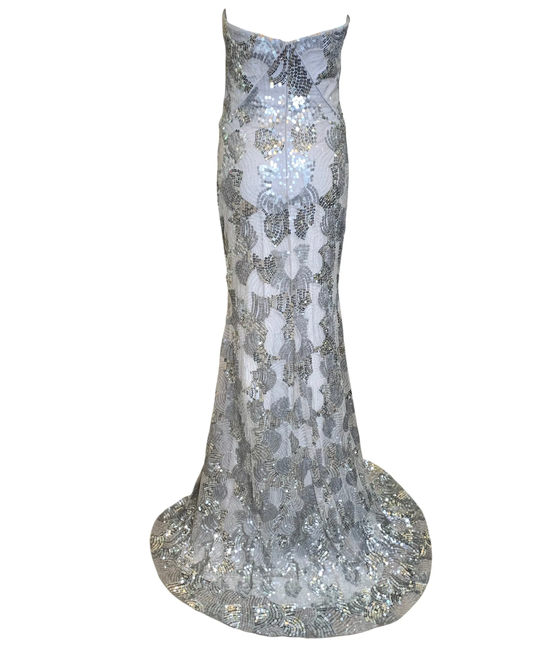 Lorena Sarbu 2011 Fall RTW Silver Sequin Strapless Red Carpet Gown