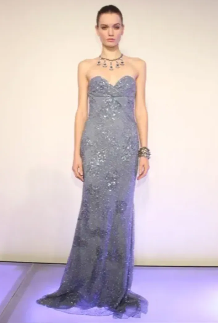 Lorena Sarbu 2011 Fall RTW Silver Sequin Strapless Red Carpet Gown