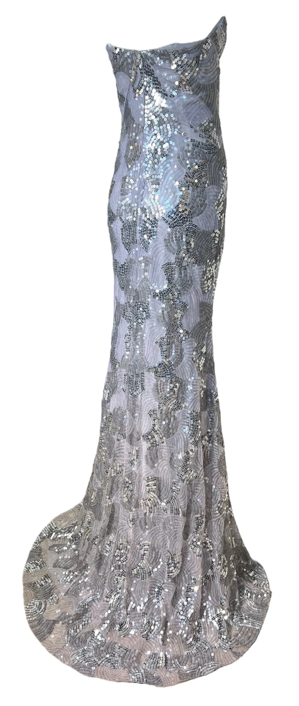 Lorena Sarbu 2011 Fall RTW Silver Sequin Strapless Red Carpet Gown
