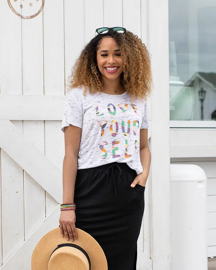 Love yourself space dyed graphic tee