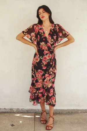 Marielle Double Ruffled Hem Wrap Dress