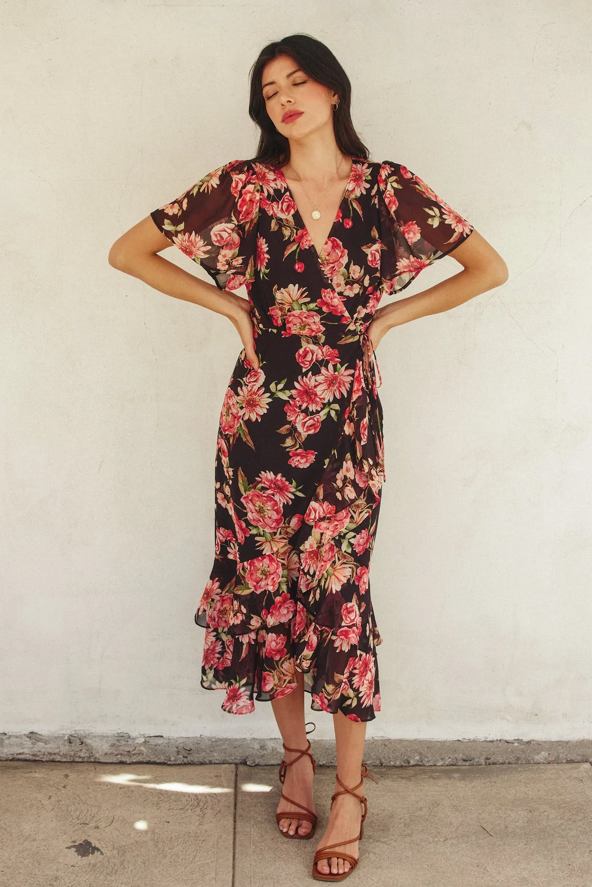 Marielle Double Ruffled Hem Wrap Dress