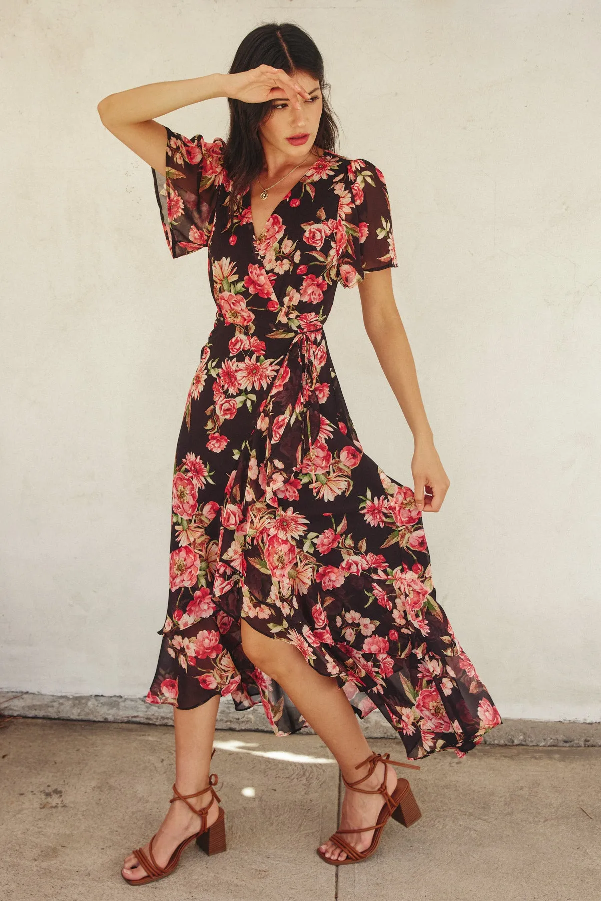 Marielle Double Ruffled Hem Wrap Dress