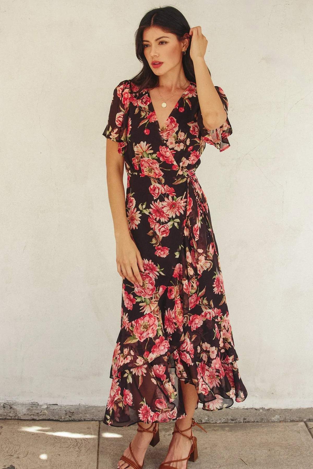 Marielle Double Ruffled Hem Wrap Dress