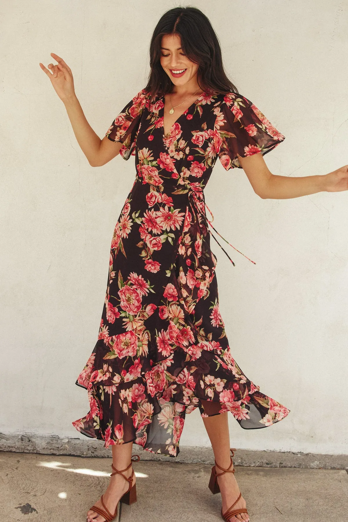 Marielle Double Ruffled Hem Wrap Dress