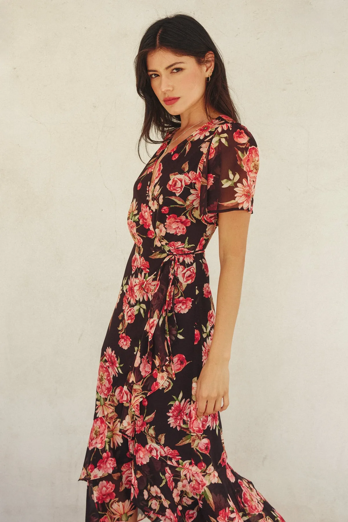 Marielle Double Ruffled Hem Wrap Dress