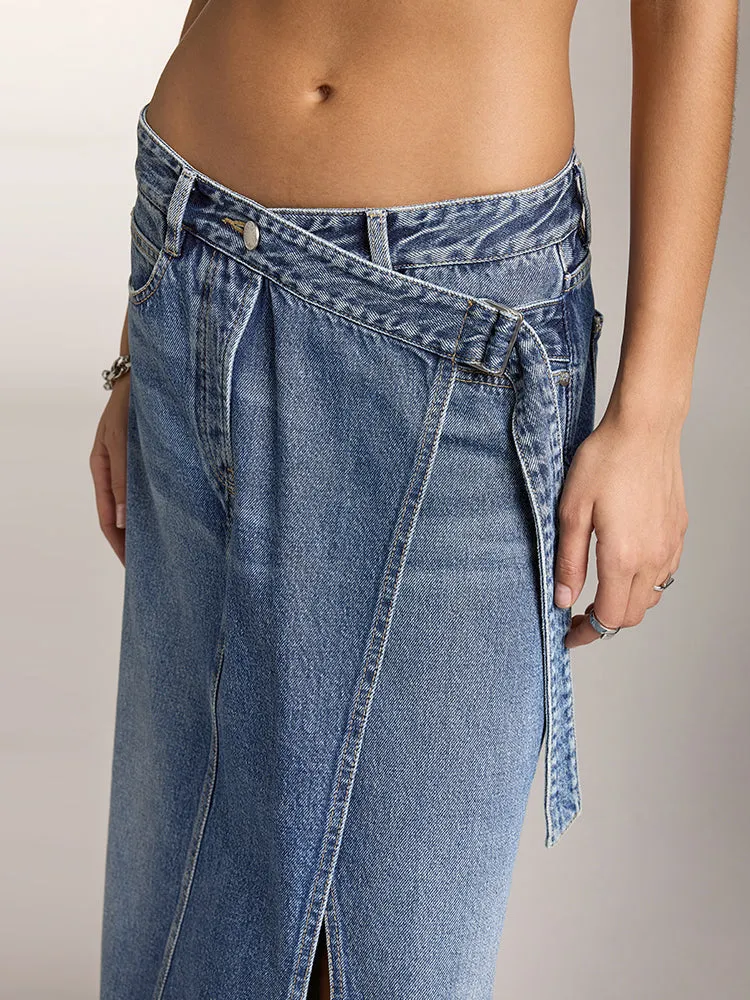 Maxi Denim Skirt With Slit