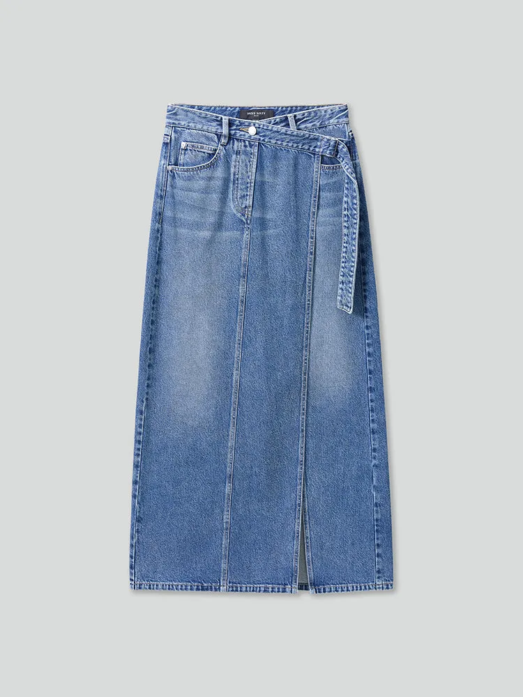 Maxi Denim Skirt With Slit