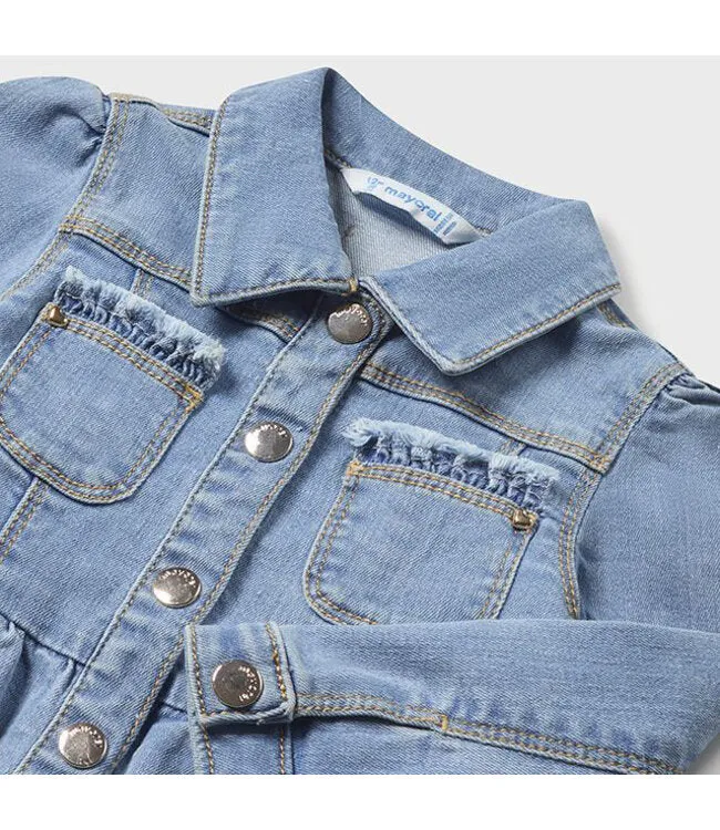 Mayoral Baby Girl Ruffled Denim Jacket: Size 6M to 24M