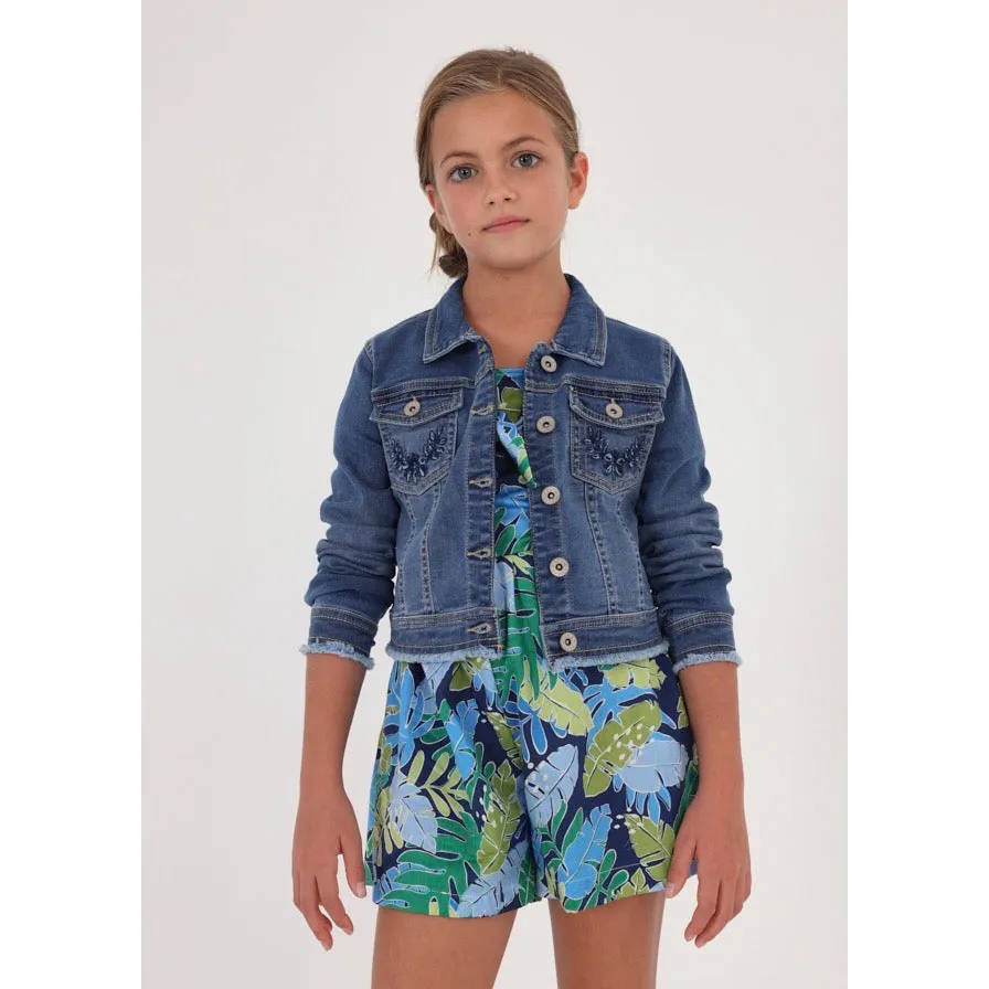 Mayoral Older Girls Denim Jacket 6434 Mid Denim