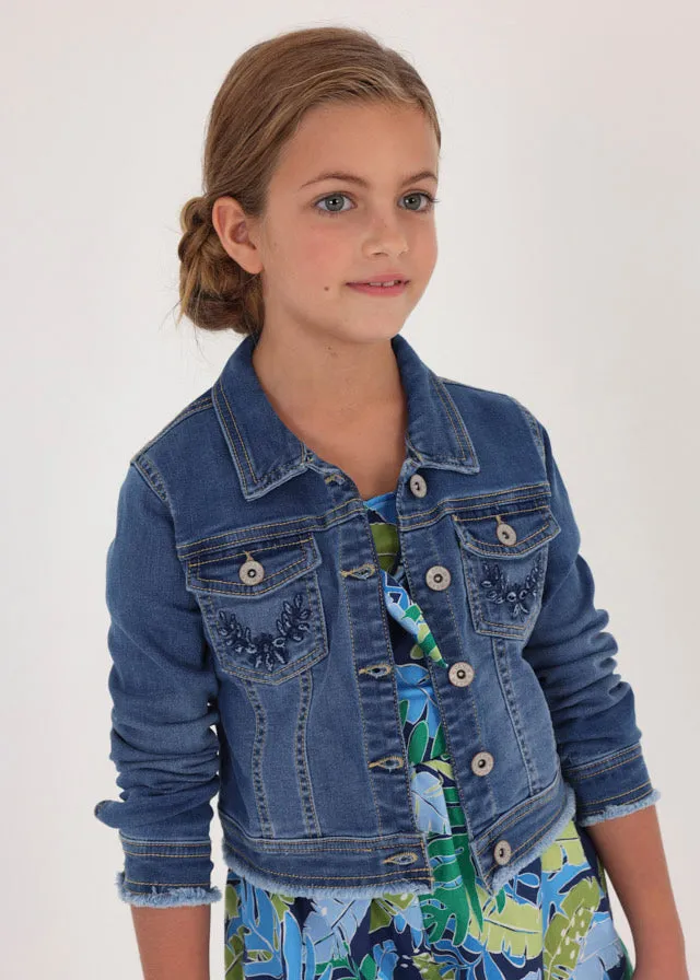 Mayoral Older Girls Denim Jacket 6434 Mid Denim