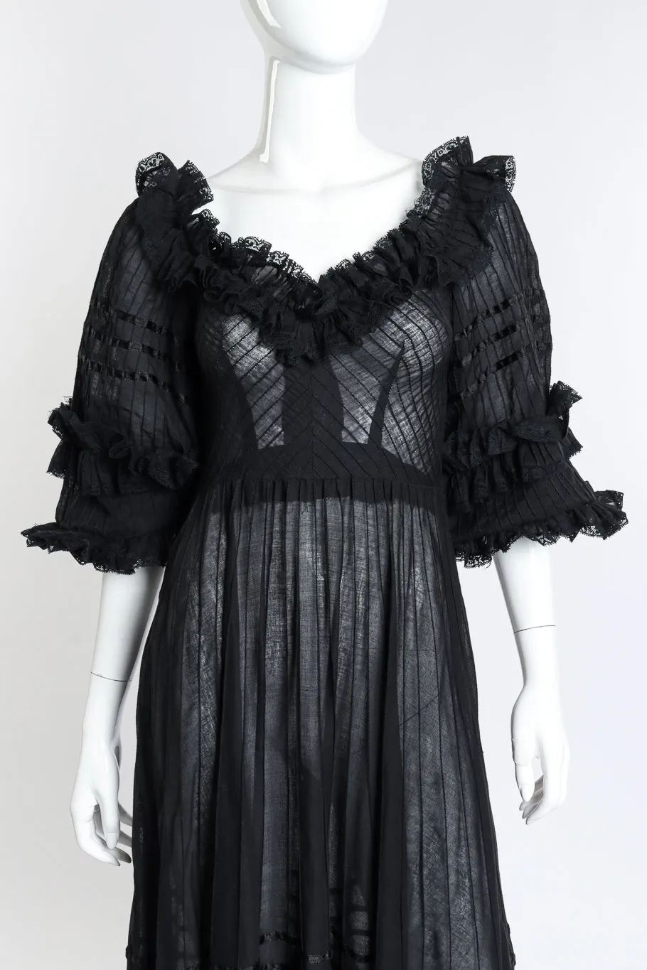 Mexicana Pintuck Ruffle Dress
