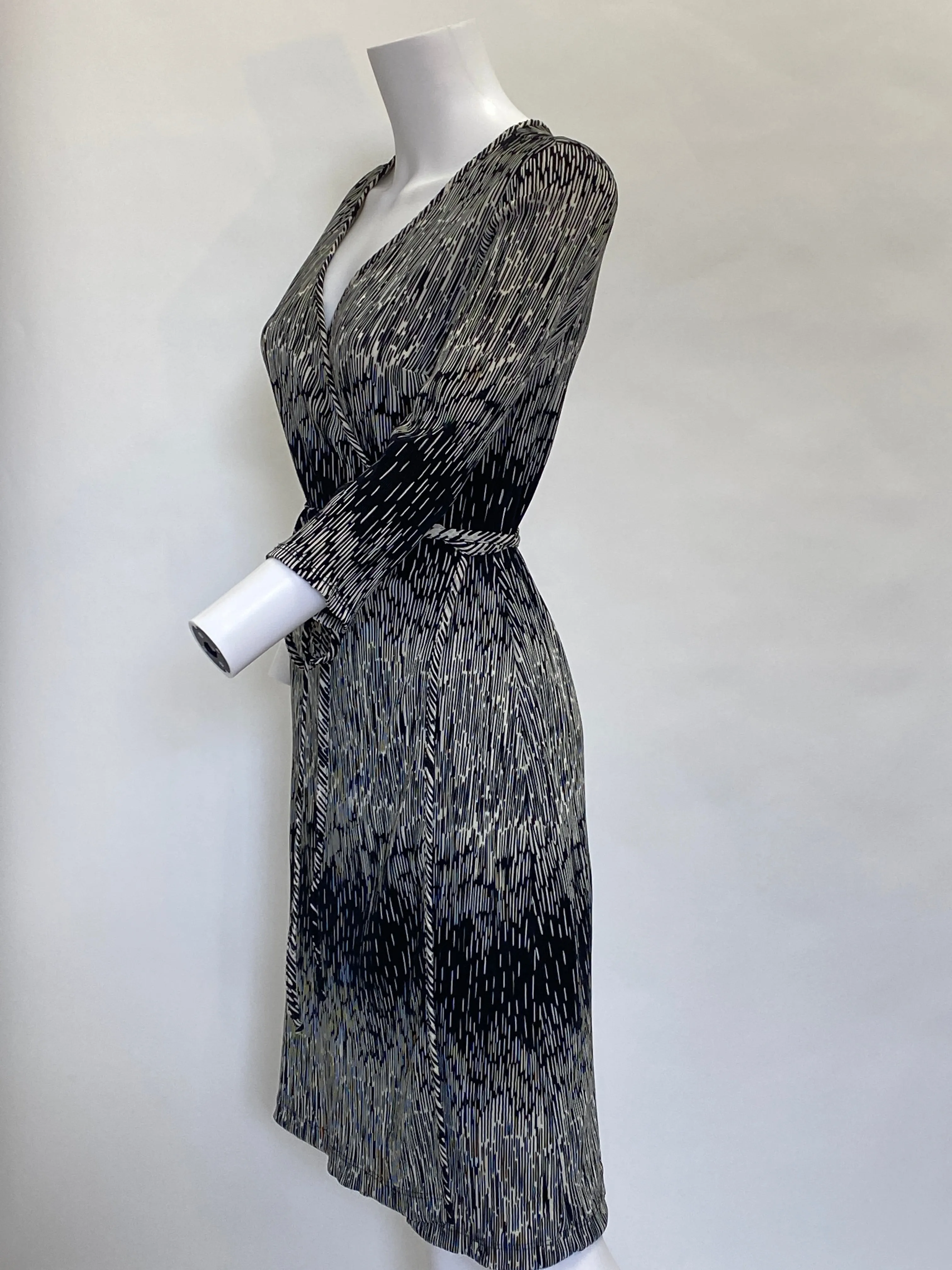 Mica Black and White Wrap Dress