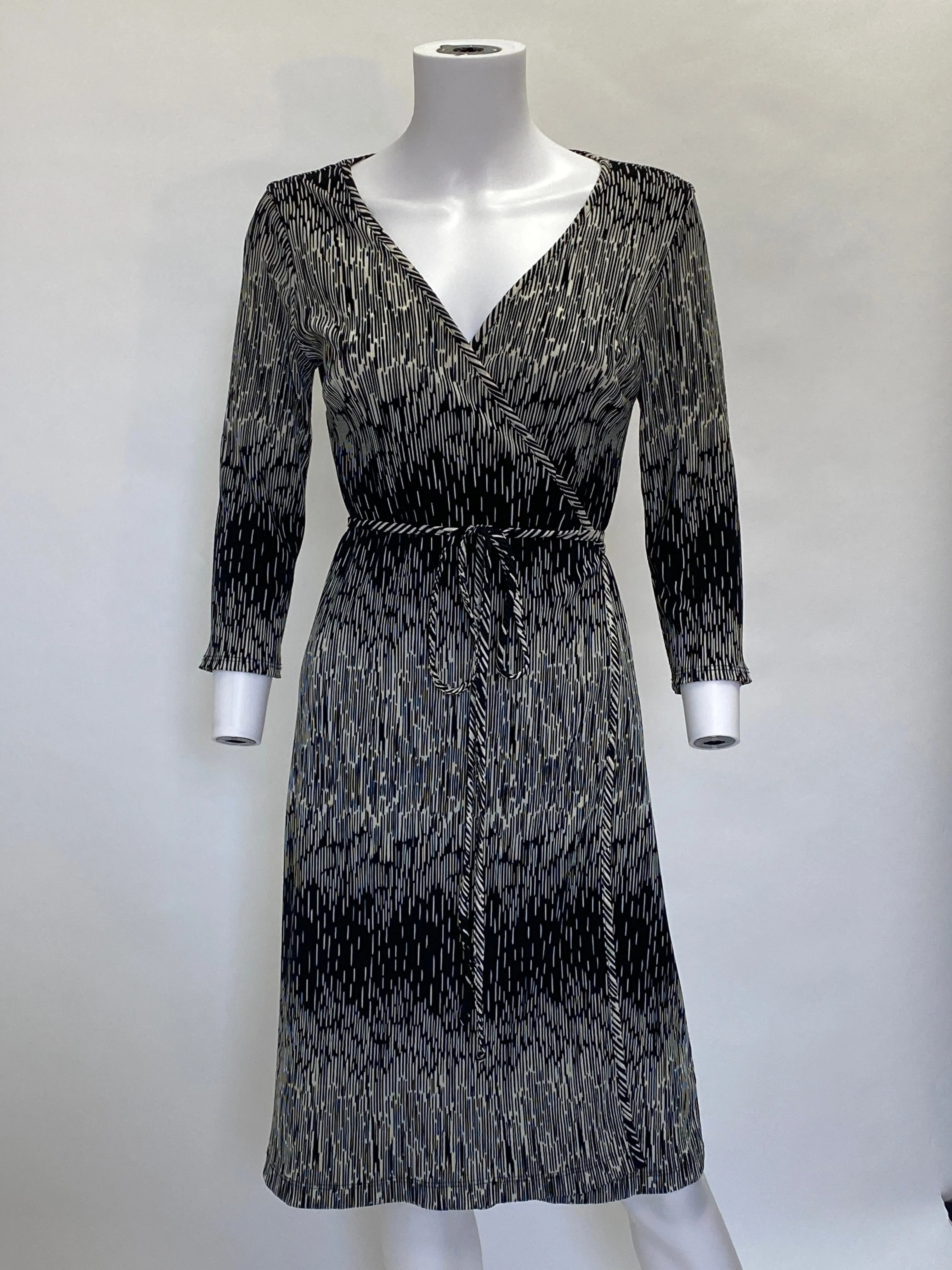 Mica Black and White Wrap Dress