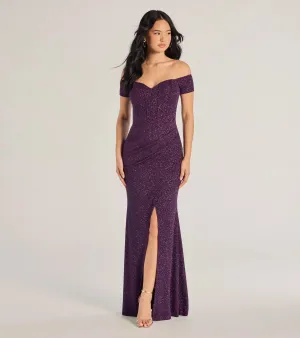 Mimi Off The Shoulder Glitter Mermaid Corset Dress