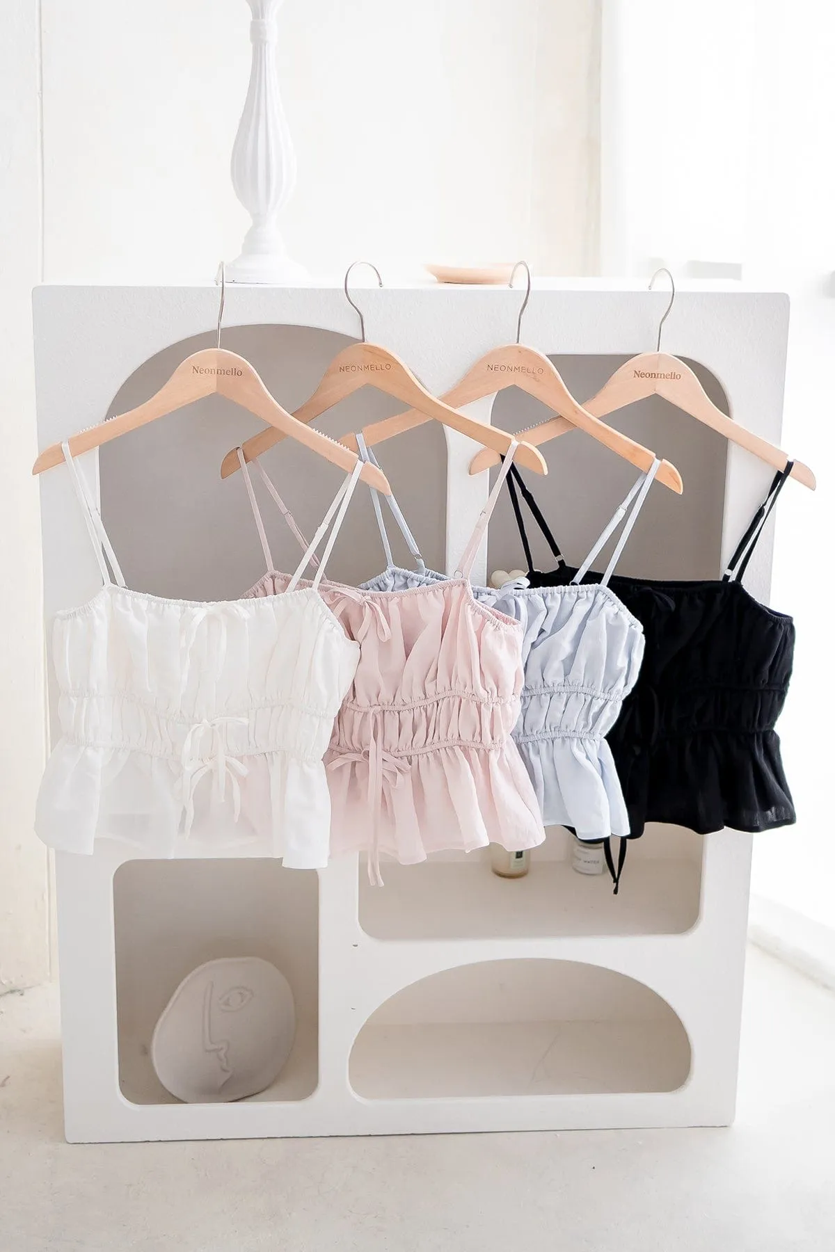 MIMI RIBBON RUCHED TOP IN BLACK