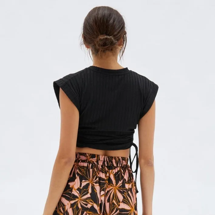 MINKPINK Mahin Ruched Rib Crop