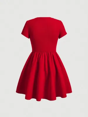 MOD Solid Color Flare Hem Women’s Dress