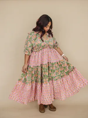 Mynah Signature dress-'BUBBLEGUM FOREST'-ankle length-one size