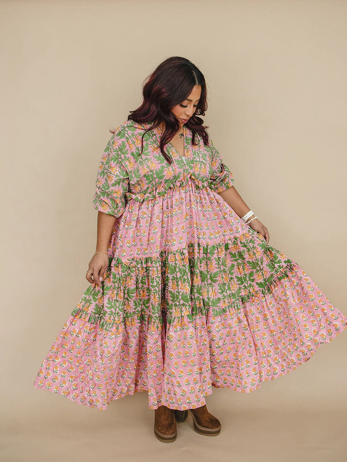 Mynah Signature dress-'BUBBLEGUM FOREST'-ankle length-one size