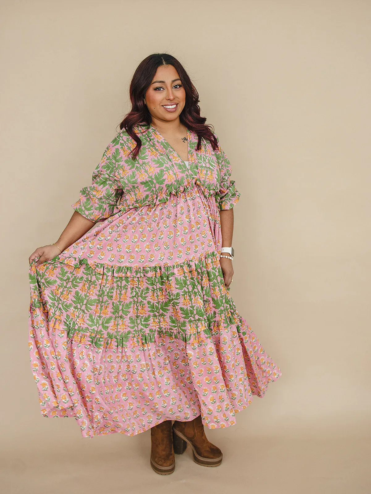 Mynah Signature dress-'BUBBLEGUM FOREST'-ankle length-one size
