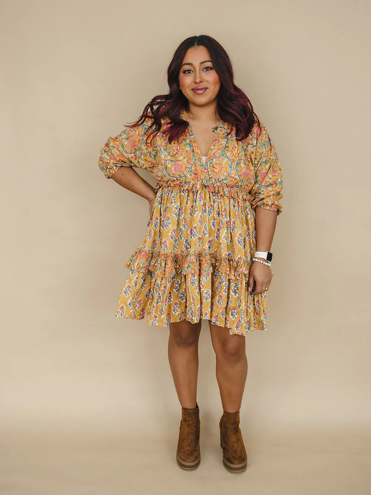Mynah Signature dress-'HENNA VINES'-one size