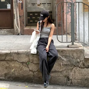 NEW & INSTOCK - Korean Black Track Pants