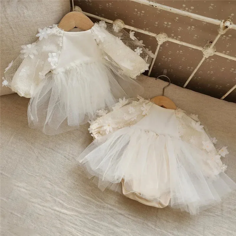 Newborn Girl Dresses Spring Cute Baby Wear Christening Party Wedding Dress Baby Girl Romper Infantil Princess Baptism Clothes